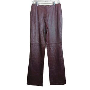 Co & Eddy Leather Pants Womens 8 Burgundy Classic Preppy Office Siren Trousers